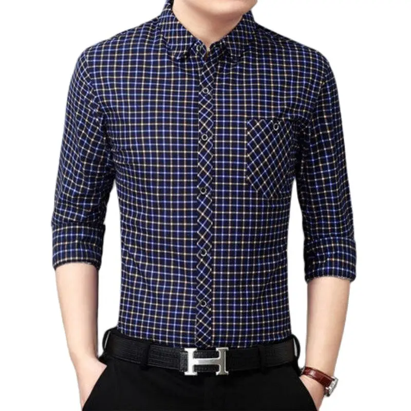 

Plaid Shirt Men Shirts 2021 Autumn New Fashion Slim Chemise Homme Mens Checkered Shirts Long Sleeve Shirt Men Blouse M-4XL
