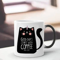 1pc cute cat coffee mug cup change colour changing heat sensitive ceramic coffee surprise gifts magic tea unicorn cats pet