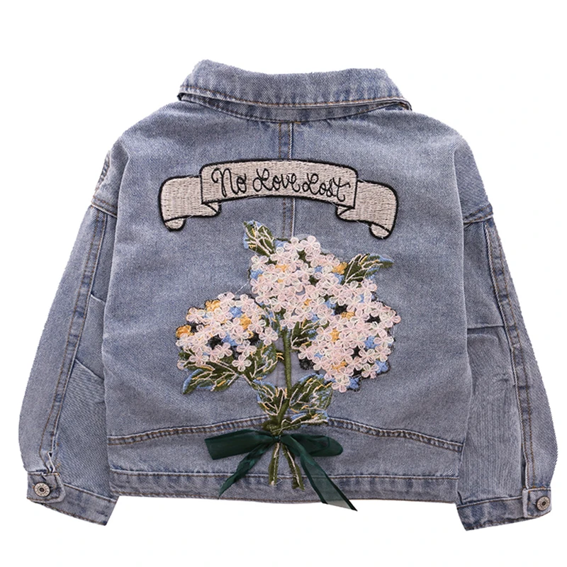 

2020 Baby Girl Fashion Flower Denim Jacket Coat Boys Kids Spring Autumn Children Overcoats Outfit