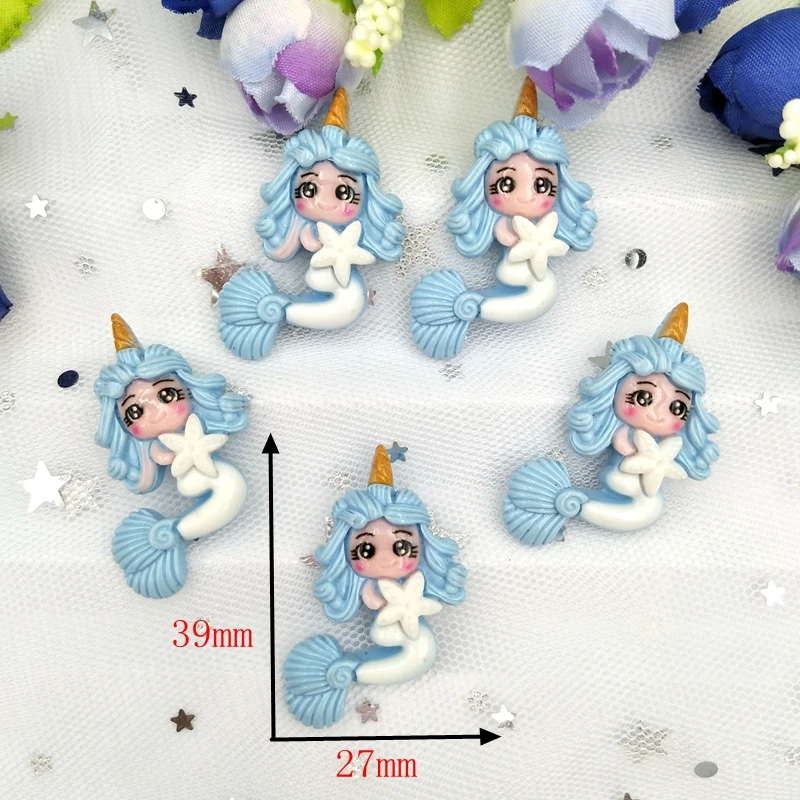 

10pcs Mixed Resin Unicorn Mermaidl flatback Resin Cabochons Embellishments Scrapbook Craft DIY Hair Accessories