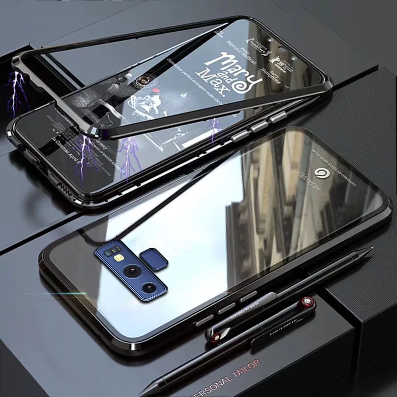 Чехол YonLinTan Coque для samsung galaxy Note 8 9 Note8 Note9 Металлическая магнитная рамка из твердого