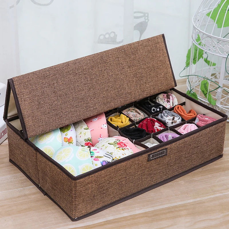 Modern Dust-Proof Bra Socks Storage Box 17 Grids Underwear Panties Organizer For Closet Washable Clothes Container Drawer Type