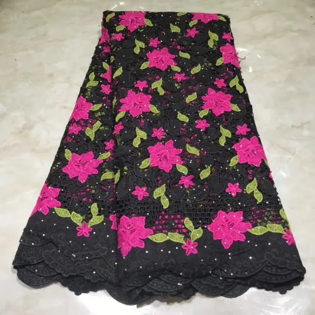 Новейшая Цветочная вышивка швейцарская вуаль африканская кружевная ткань 2019