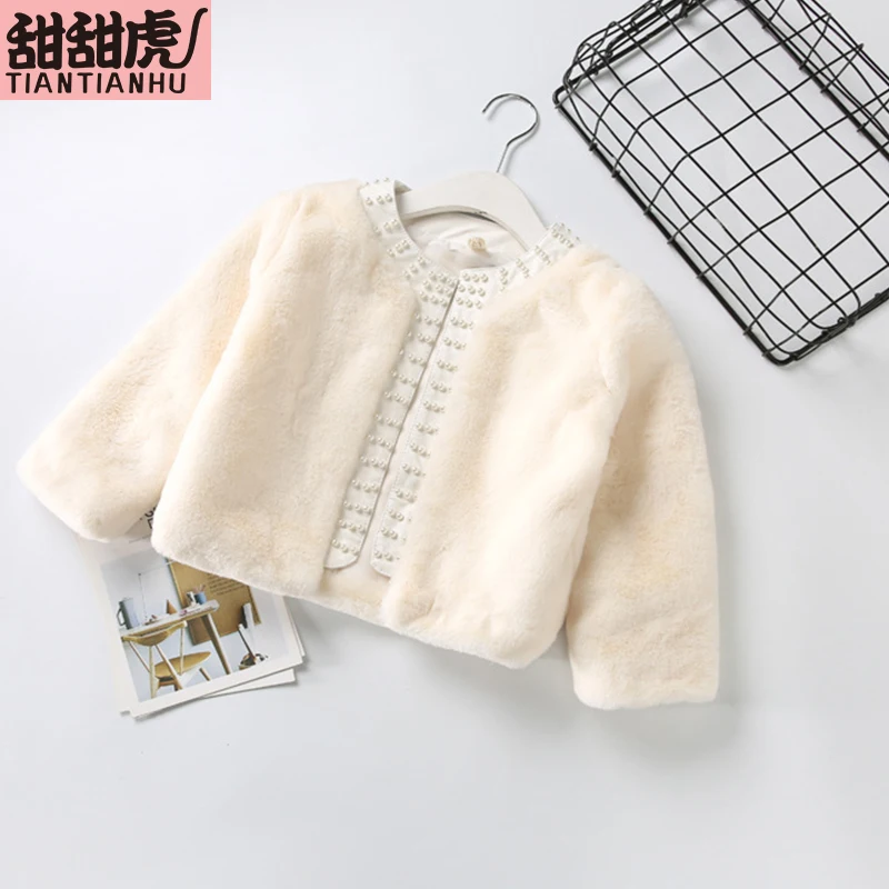 New Autumn Winter Baby Girls Coat Faux Fur Jackets Thick Warm Parka Kids fur Outerwear Clothes for solid O-neck suit | Детская одежда и