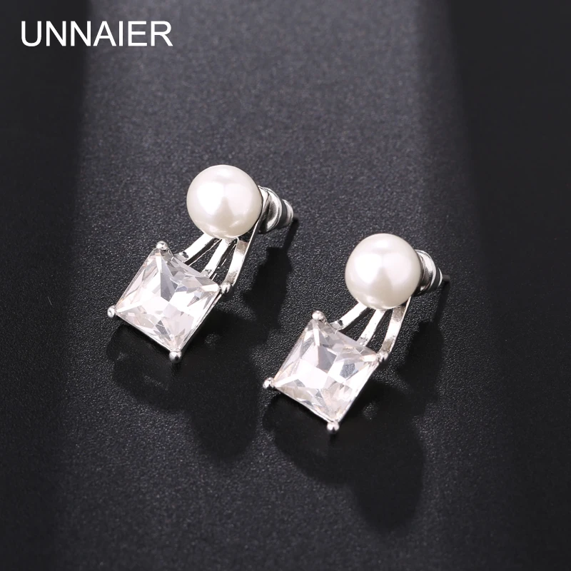 Модные индивидуальные популярные серьги UNNAIER с имитацией жемчуга двойного