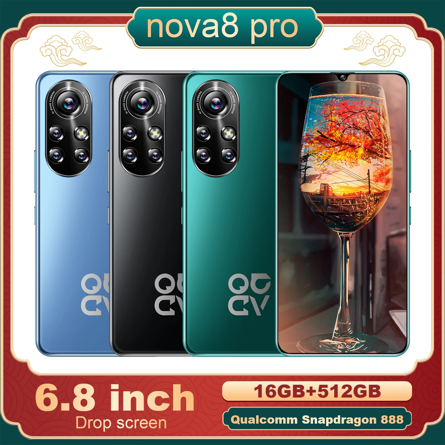 

Nova8 Pro смартфон, экран 6,8 дюймов, 16 ГБ + 2280 ГБ