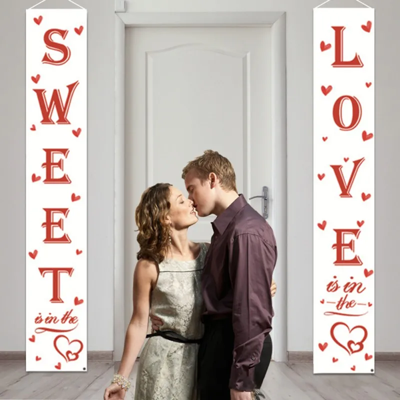 

Romantic Valentine's Day Curtains Love Season Home Supplies Door Curtain Scene Layout Valentine's Day Curtain Hanging Cloth