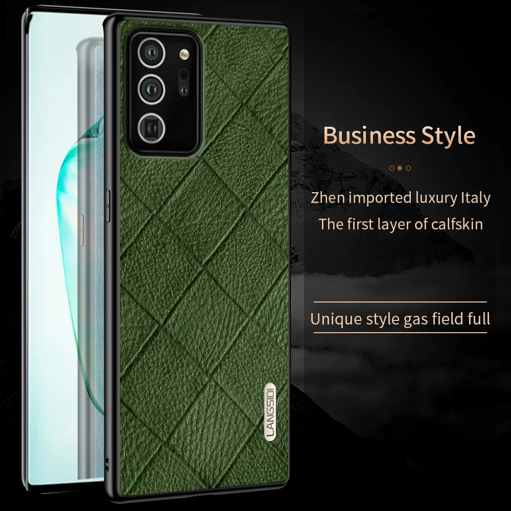 Роскошный кожаный чехол LANGSIDI для телефона samsung note 20 ultra 8 9 A52 A72 противоударный из