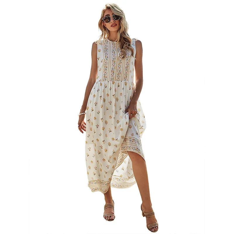 

Bohemian Women Maxi Dress Sleeveless Summer Casual Sexy Robe Femme Beach Vestidos Y2212A