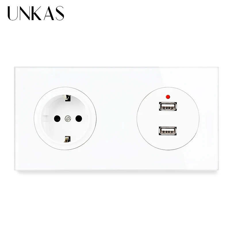 UNKAS 16 А настенная розетка стандарта ЕС + двойной USB-порт для зарядки 172 выход мм * 86