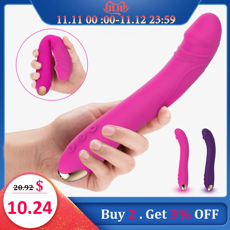 Реалистичный фаллоимитатор с 10 режимами вибратор для женщин мягкая женская