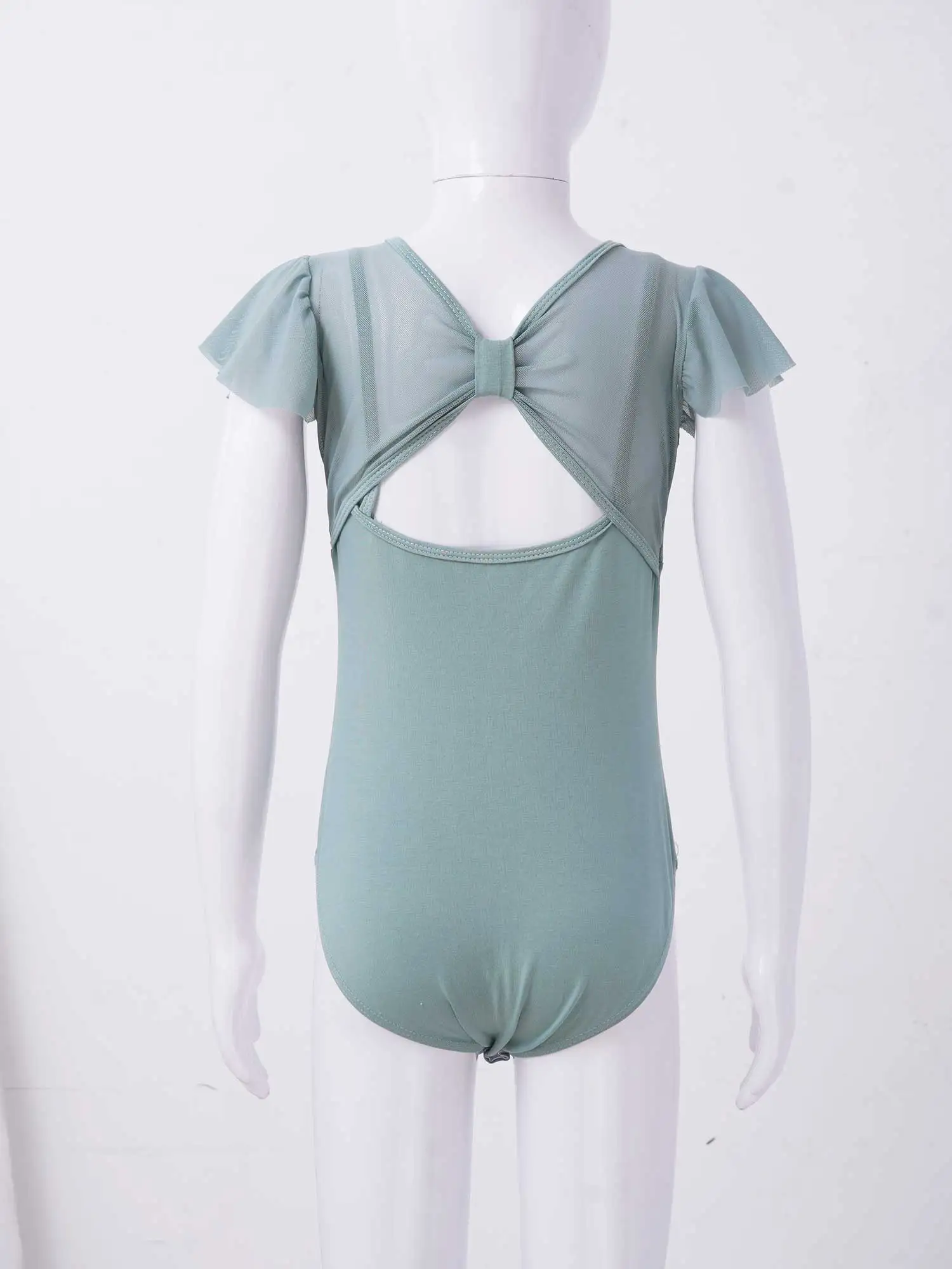 Kids Girls Ballet Dance Leotards Gymnastics Dancewear Mesh Sleeve Patchwork Hollow Folk Dance Jumpsuit Performance Costumes New