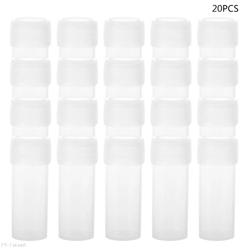

20Pcs 5ml Plastic Test Tubes Vials Sample Container Powder Craft Screw Cap Bottles for Office School Chemistry Supplies