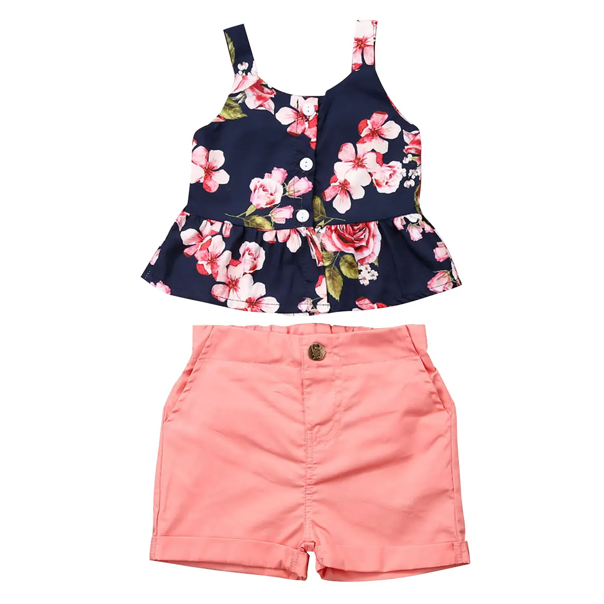 

Newborn Baby Girl Clothes Floral Newborn Baby Girl Summer Sleeveless Suspenders Clothes Tops Shorts Pants Outfits Set 1-6Y
