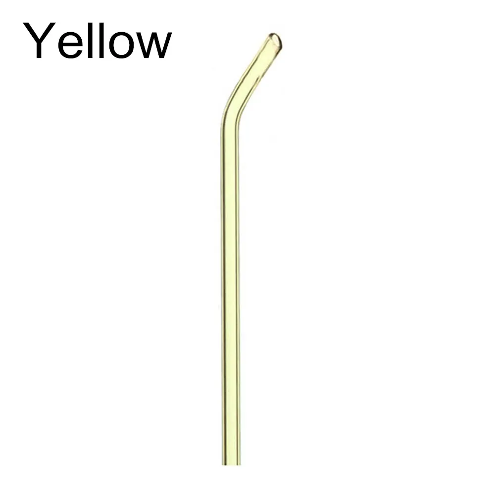 100pcs bent yellow 100 шт многоразовые и термостойкие экологические стеклянные соломинки для питьевой воды с кисточкой для свадьбы, дня рождения - Цвет: 100pcs bent yellow