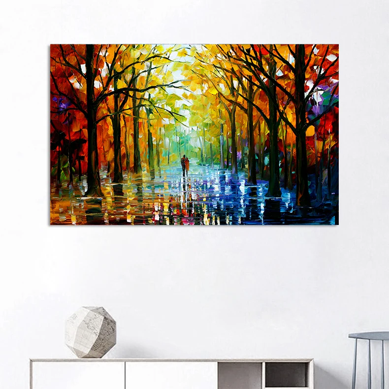 Настенная живопись с пейзажем картина для влюбленных в дождливый свет Картина на