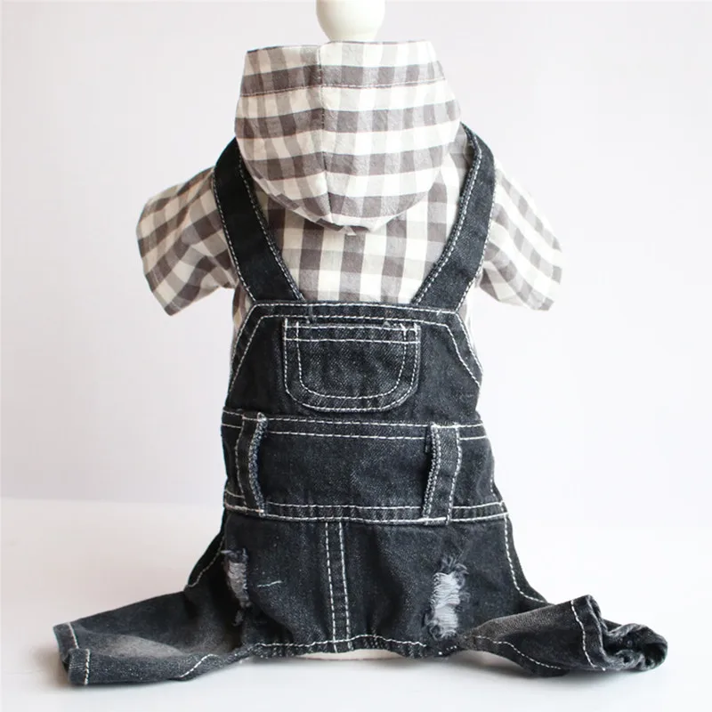 

New Spring Autumn Winter Xs Dog Clothes For Small Dogs Girl Boy Teddy Black White Plaid Jean Jumpsuits Puppy Outfit Pet Clothing