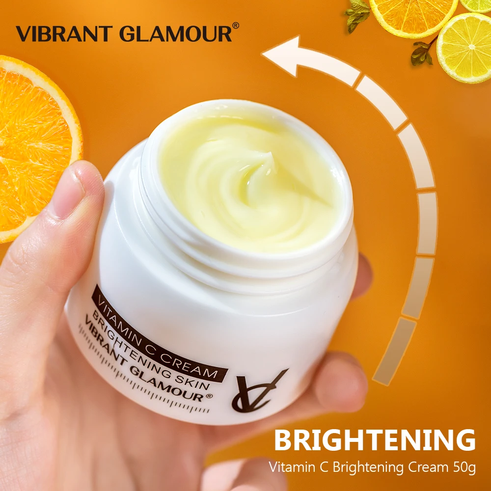

VIBRANT GLAMOUR Vitamin C Moisture Cream VC Whitening Brightening Anti Wrinkle Anti Aging Repair Fade Freckles Face Cream 50g
