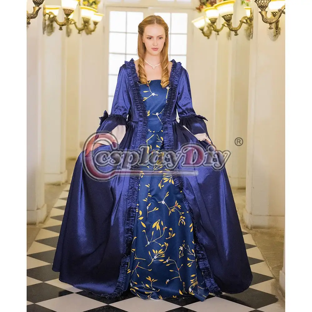 Cosplaydiy 18th Century Court Gowns Marie Antoinette Dark Blue Rococo Costume Dress Colonial Georgian Queen L320 |