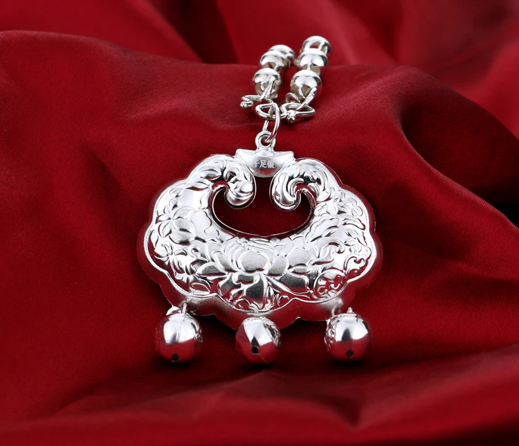 Модные 925 серебро замок ожерелье для женщин длинный свитер цепи с длительным