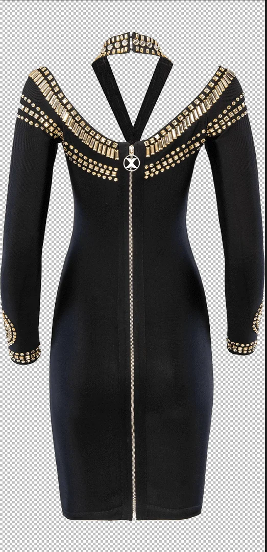 

2019 New Women black halter long sleeve Celebrity evening party bodycon bandage dresses wholesale