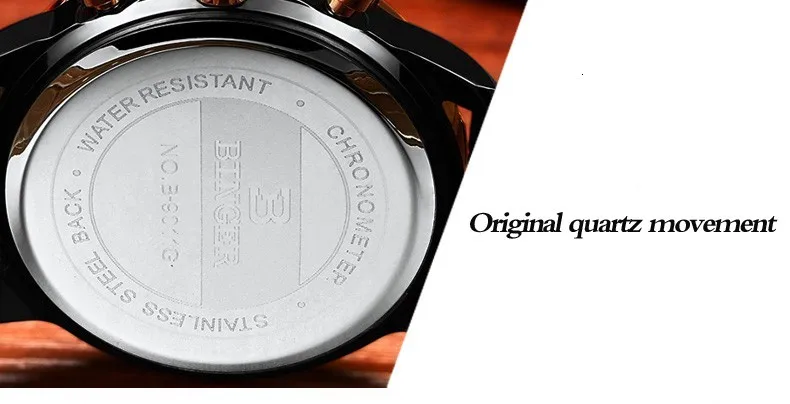 

BINGER Business Men Watch Luxury Brand Stainless Steel Wrist Watch Chronograph Army Military Quartz Watches Relogio Masculino