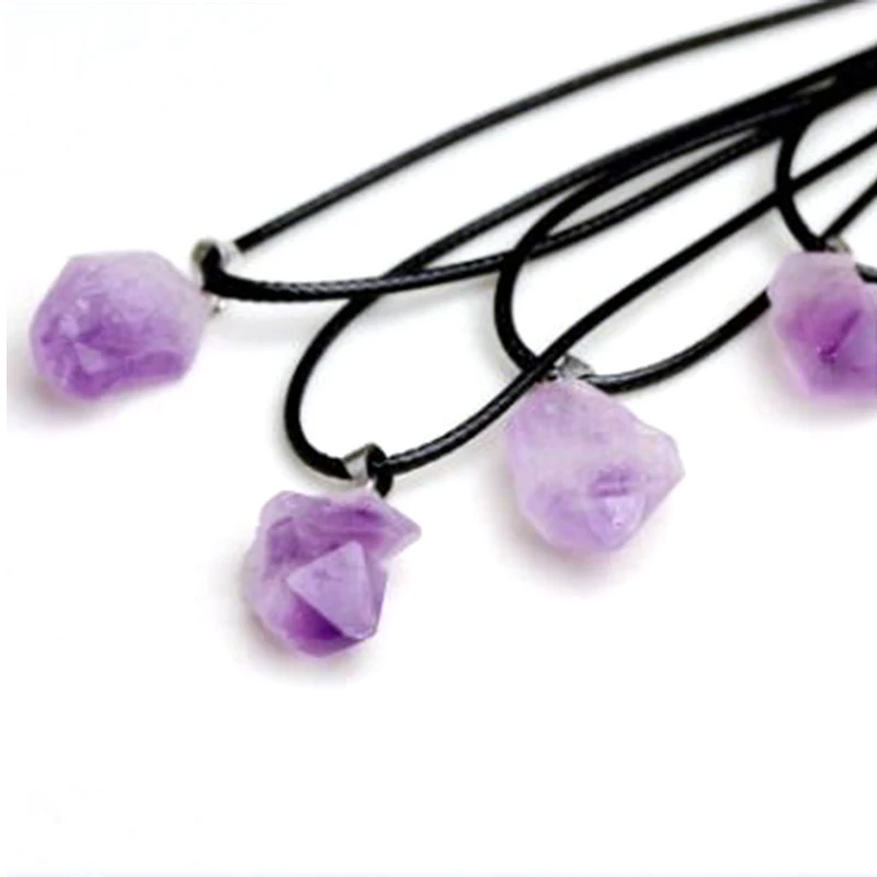 

1pcs Purple Natural Gemstone Pendant Crystal Point Stone Long Chain Necklace Amethyst Pendant