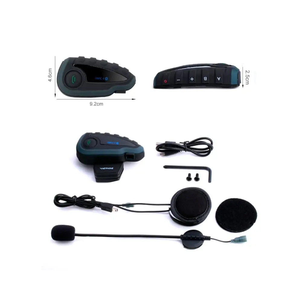 

Vnetphone V8 Intercom without Remote Control 5-Way Group Talk NFC 1200M Bluetooth Motorcycle Helmet Headset with FM Radio