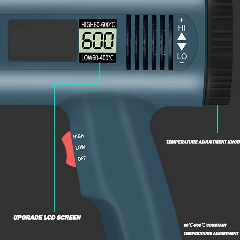 2000 Вт цифровой дисплей с регулируемой температурой горячего воздуха