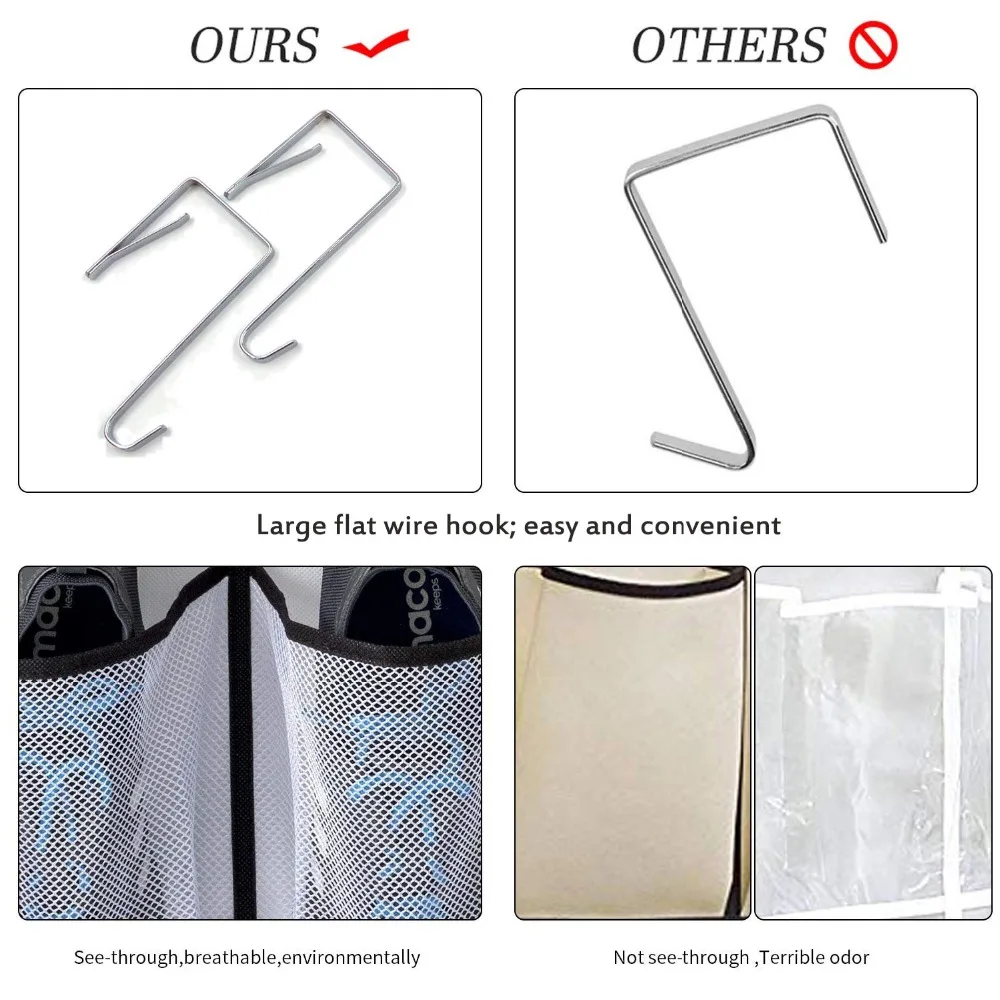 Over The Door Shoe Organizer 12 Large Mesh Pockets Hanging closet organizer Mesh Pockets Hanging Shoe Rack bag hanging