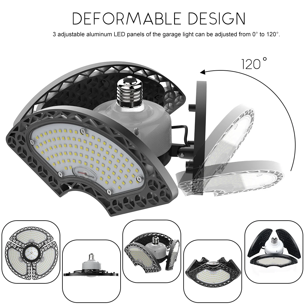 3 регулируемые панели E27 светодиодные гаражные огни с активированным движением