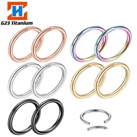 1ps g23 titanium hoop earrings hinged clicker piercing open small septal septum nose cuff perforated fashion womens jewelry