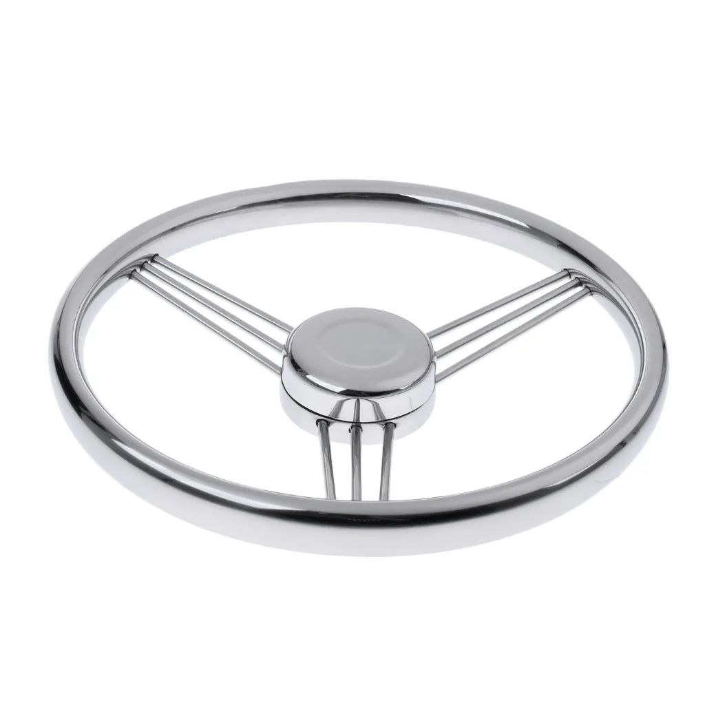 Stainless Steel 13&quot Steering Wheel with Knob 3 Spoke for Boat Marine Yacht | Автомобили и мотоциклы