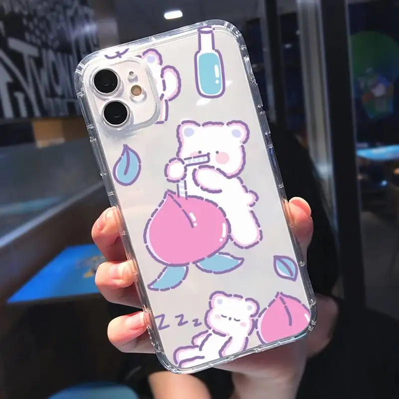 

Cute bear rabbit flower illustration Phone Case Transparent soft For iphone 5 5s 5c se 6 6s 7 8 11 12 plus mini x xs xr pro max