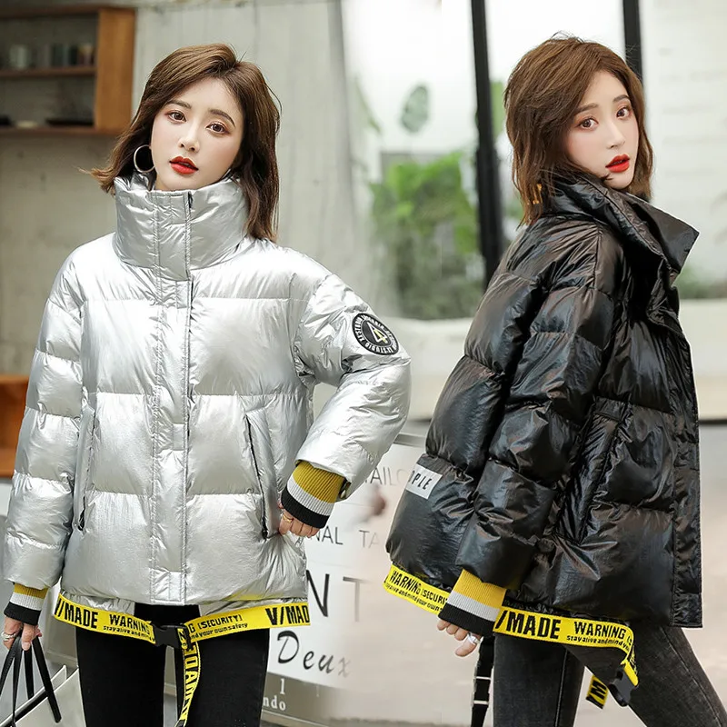 

New Sequins Thick Cotton Padded Basic Coats Women Cotton Parka Winter Cotton Jacket Women‘s Loose Casual Outwear Female Coat