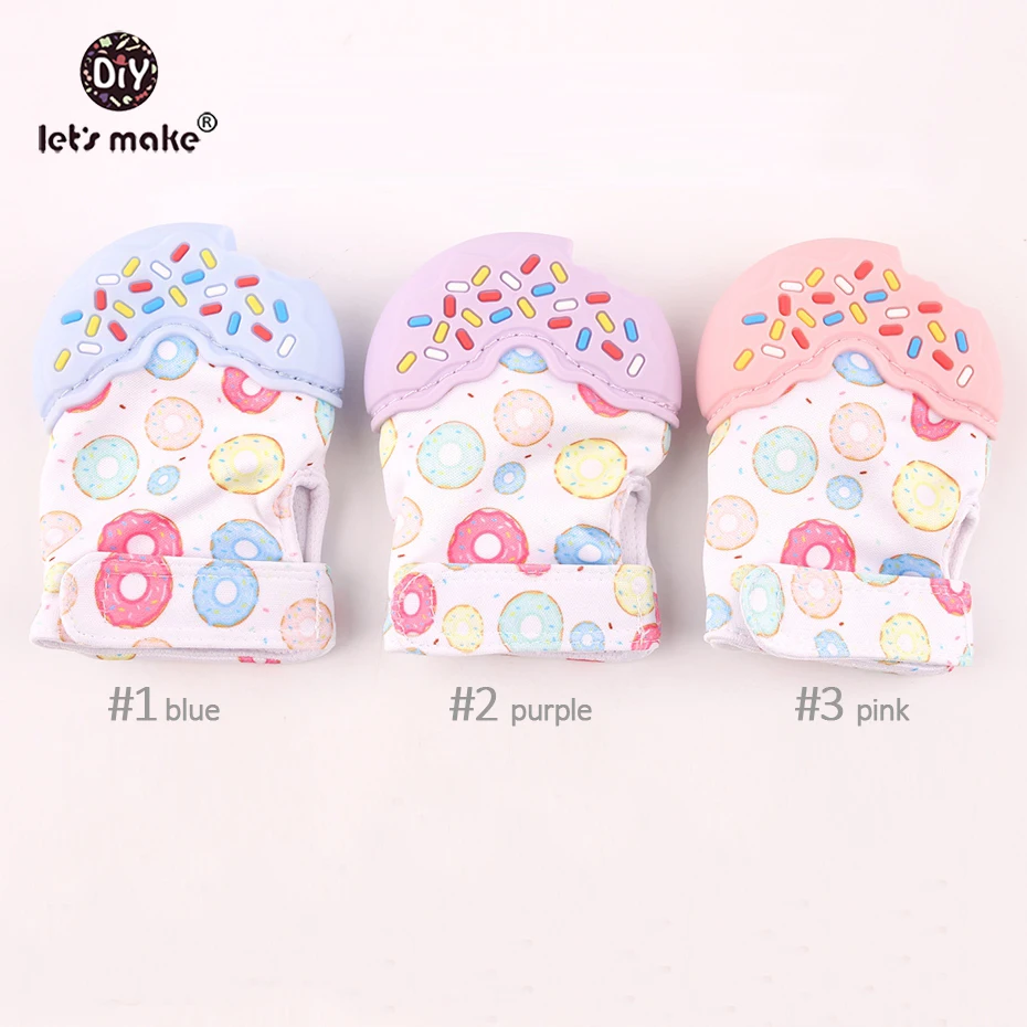 

Let's Make 10pcs Wholesale 100% Food Grade Nursing Material Crinkle Sound Silicone Donut Glove Teethers BPA Free Baby Teethers