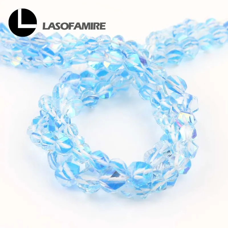 Faceted Blue Natural Austrian Crystal Beads Loose Spacer for Jewelry Making DIY Bracelets Earrings 6/8/10mm 15'' Wholesale |