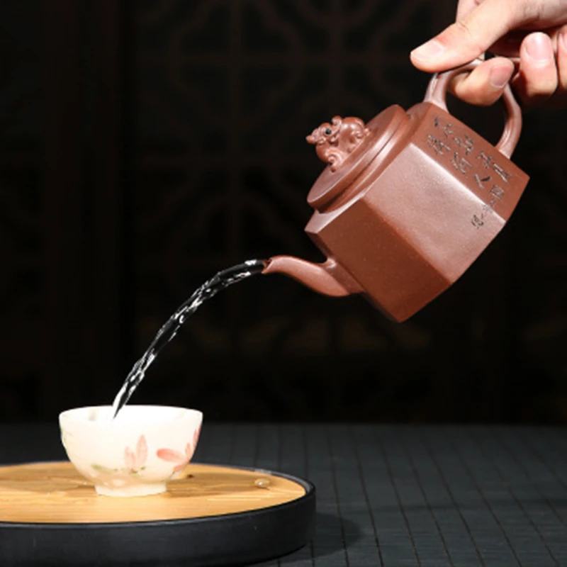 

Yixing Zisha Tea Set Raw Purple Clay All Handmade Teapot Famous 300 ML Kettle