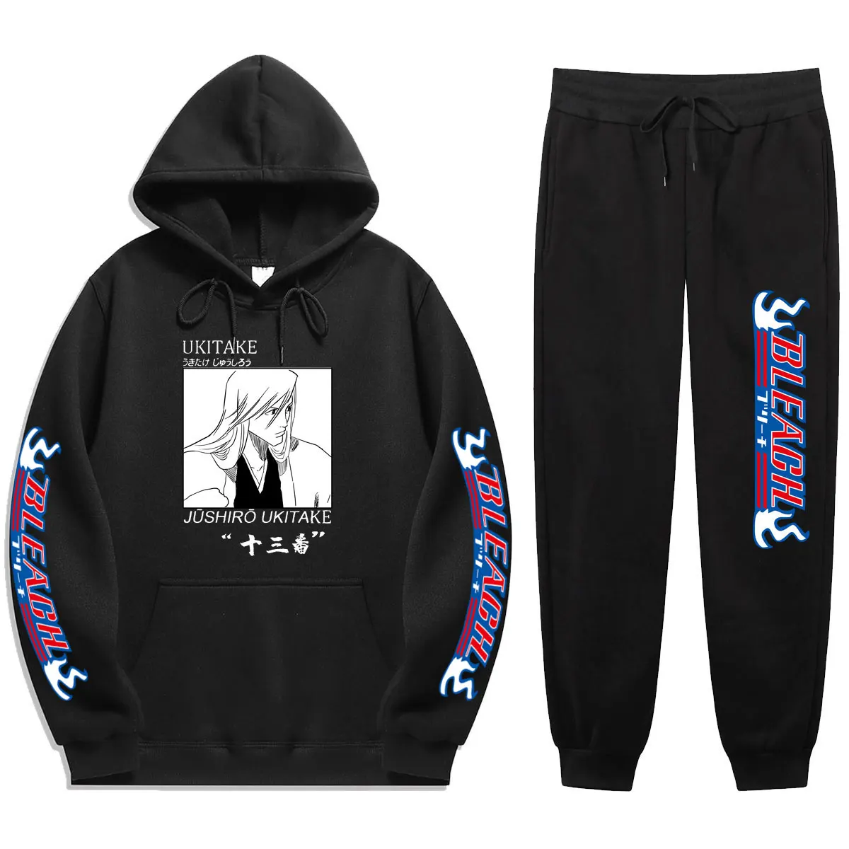 

2021 Japanese Anime BLEACH Print men's sets 2 Pieces Sets Winter Sweatshirt+Drawstring Pants Hoodies hoodie sets Sweatshirt