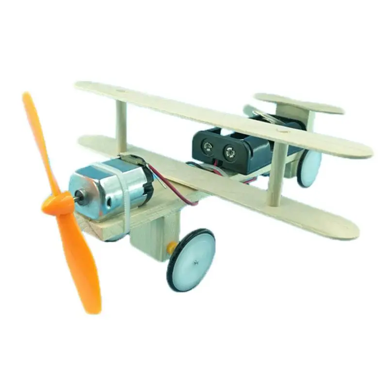 DIY Funny Electric Wooden Plane Aircraft Model Children Kids Boy Handmade Creative RunningToy Educational Science Experiment | Игрушки и