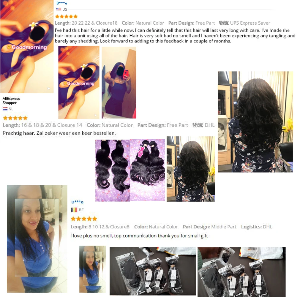 

Body Wave Bundles With Closure Brazilian Hair Weave Bundles With Closure Human Hair Bundles With 4*4 Closure With Baby Hair Remy