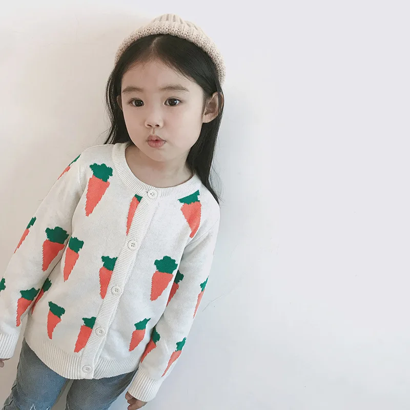 

Girls Knitwear Cardigan Kids Children Sweater Cute Carrot Cardigan Casual Knit Wear Baby Clothes Autumn Winter Girls Boys Coats