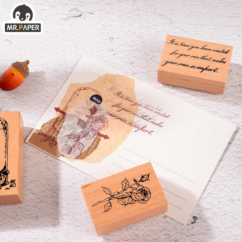 Mr.Paper винтажная деревянная резиновая Inkpad для цветов ручная работа сделай сам