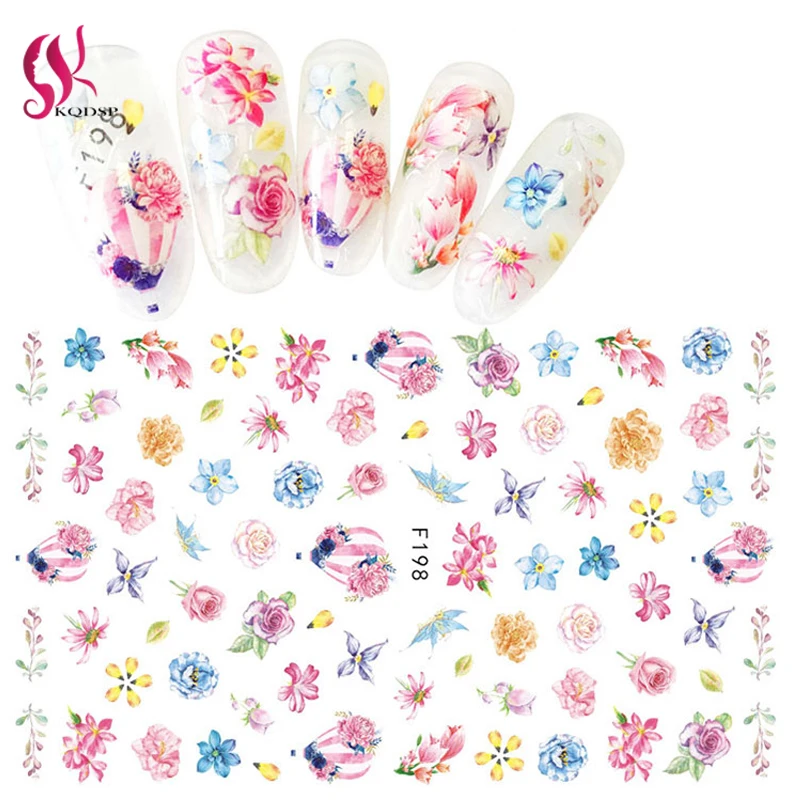 

DIY Embossed Nail Sticker Flower Series Adhesive Manicure Water Slider Decals Nail Art Tips Decorations Inscriptions Tranfer 3D
