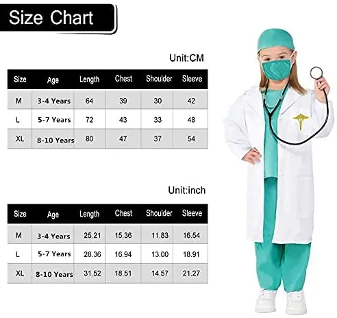 Детский хирургический костюм маскарадный Доктора для Хэллоуина