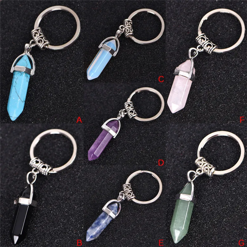 Брелоки из натурального камня шестиугольная призма точечная подвеска лазурит