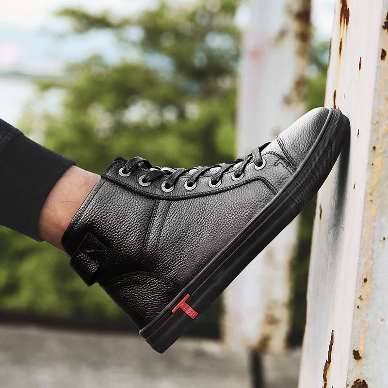 

Genuine Leather Men Waterproof Boots Men Casual Shoes Fashion Ankle Boots For Men High Top Winter Men Boots Size 38~48