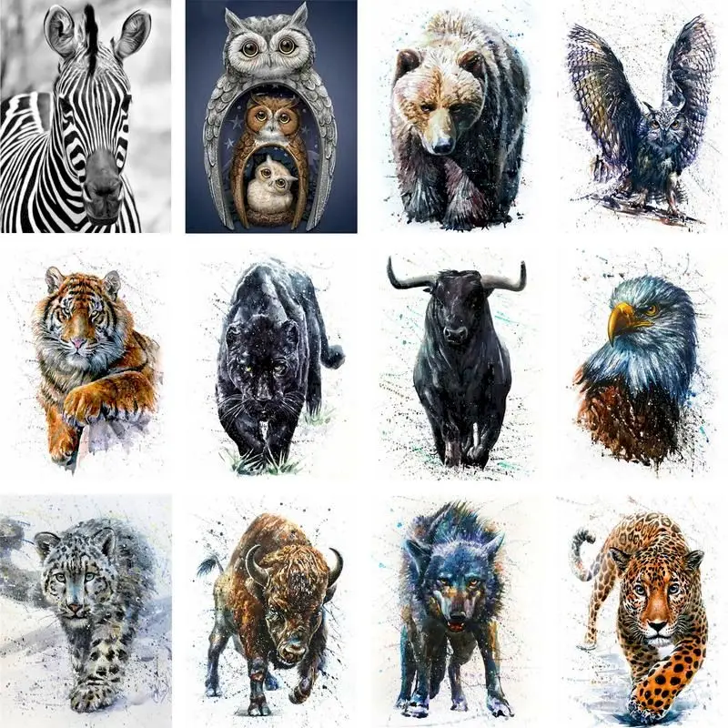 

GATYZTORY 60x75cm Frame Animal Diy Oil Painting By Bumbers Kits Tiger Leopard Acrylic Paint By numbers For Adults Home Decors