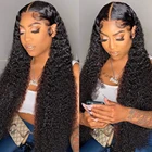 Парик длинный 30 дюймов 13x4 HD со шнуровкой спереди, парик из вьющихся человеческих волос, парики с мокрыми и волнистыми шнуровками спереди, парики с предварительно выщипанными волосами