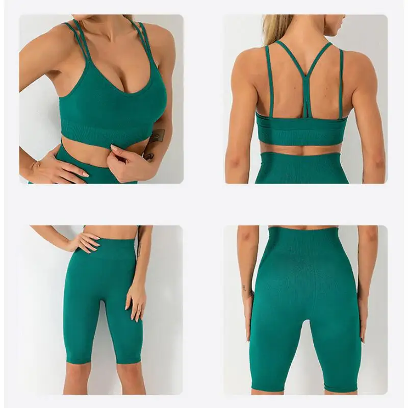 Новый стиль 2 шт./компл. Женский комплект для йоги Бесшовные Леггинсы Спортивная